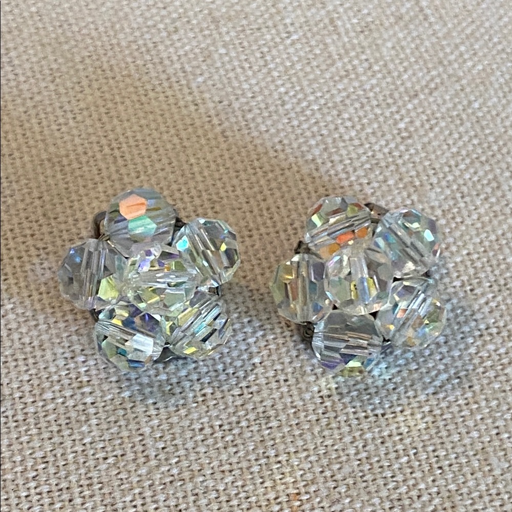 Crystal Cluster Clip Earrings